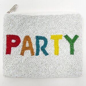 PARTY White Beaded Coin Purse